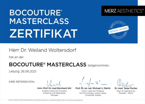 Dr. Wieland Woltersdorf: Bocouture Masterclass Zertifkat (26.06.2021, Leipzig)
